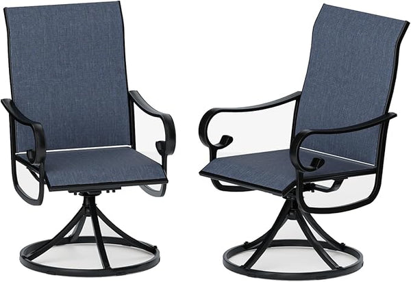 Patio Swivel Chairs Set of 2, Outdoor Dining Chairs with High Back - Photo 1
