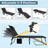 Oversized Padded Outdoor Folding Lounge Chair for Adults 330Ibs Patio Chaise Lounge Chair for Outside 5-Position - Photo 3