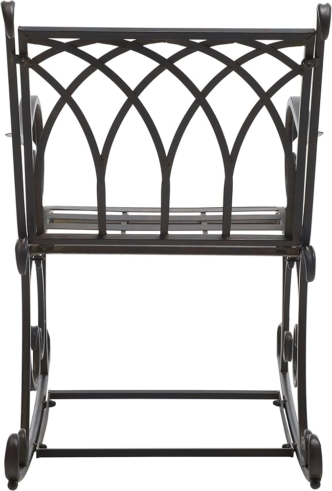 SAFAVIEH Outdoor Collection Medrano Victorian Black Rust Wrought Iron Rocking Chair