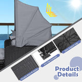 Tangkula Patio Rattan Daybed with Retractable Canopy, Outdoor Wicker Sunbed Lounger with 2 Foldable Side Tables - Photo 5
