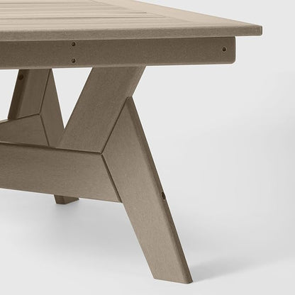 WestinTrends Avalon Modern Low Outdoor Patio Square HDPE Coffee Table, Weathered Wood