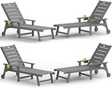 YEFU Lounge Chair Outdoor Set of 4: Outdoor Chaise Lounge with 5-Level Adjustable Backrest, Cup Holders & Wheels - Photo 1