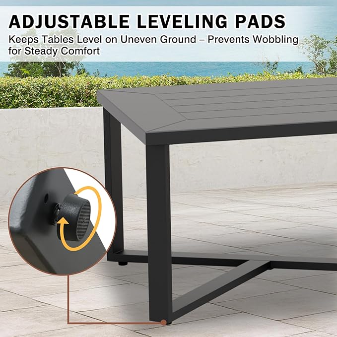 EAGLE PEAK Urban Slate Modern Outdoor Coffee Table, Weather-Resistant Steel Accent Patio Table for Backyard, Garden, Deck, Porch, or Balcony, Black