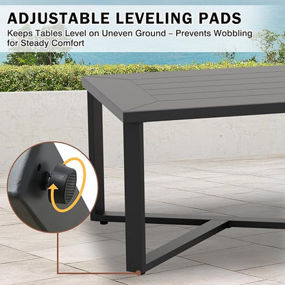 EAGLE PEAK Urban Slate Modern Outdoor Coffee Table, Weather-Resistant Steel Accent Patio Table for Backyard, Garden, Deck, Porch, or Balcony, Black