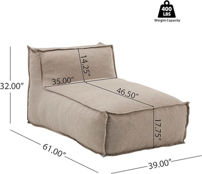 Christopher Knight Home Natty Outdoor Bean Bag Chair Set of 2, Fabric Bean Bag Chair for Adults and Kids, Indoor/Outdoor Sun Lounger, Patio Lounge Chair Set of 2, Dark Beige