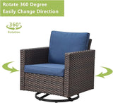 Rilyson Wicker Outdoor Patio Furniture Set - 5 Piece Patio Conversation Set with 2 Swivel Rocker Chairs - Photo 3