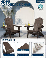 FOOWIN Folding Adirondack Chair Set of 2, HDPE Adirondack Chairs with Cup Holder - Photo 3
