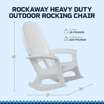 Semco Rockaway Heavy Duty All-Weather Outdoor Rocking Chair Plastics - White