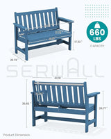 SERWALL Outdoor Bench, HDPE Outdoor Benches Weatherproof, 2-Person Garden Bench with 660 lbs Weight Capacity - Photo 3