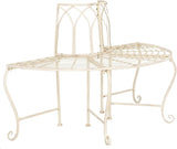 SAFAVIEH Outdoor Furniture Collection – Abia Antique White Distressed Wrought Iron 50-Inch Curved Tree Bench - Photo 4