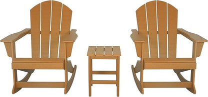 WO WESTIN OUTDOOR HDPE Laguna Outdoor Rocking Poly Adirondack Chair with Side Table 3-Piece Set, Orange