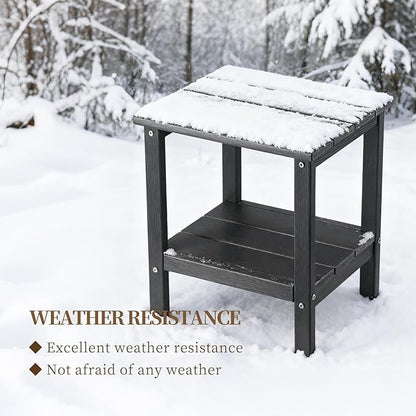 Outdoor Side Table,Double Layer Small Side Tables,All Weather Adirondack Side Table, Waterproof Outdoor End Tables for Patio,Pool,Porch (Gray)