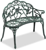 Outvita Outdoor Bench, 38"" Cast Aluminum Garden Bench Anti-Rust Weather Resistant Patio Bench Rose Pattern Bench for - Photo 4