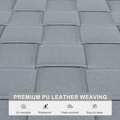 PURPLE LEAF Patio Lounge Chair Modern Luxury Outdoor Chaise Lounge 2 Pieces with Adjustable Backrest PU Leather Style Chaise Lounge Chairs for Pool Garden Backyard Beach, Grey