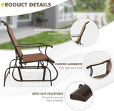 Giantex Outdoor Glider Bench Chair - Extra-Large 2 Person Loveseat with Breathable Fabric, Steel Frame - Photo 6