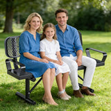 Ceridwen Outdoor Benches Heavy Duty Steel Frame Park Bench with Backrest Bench - Photo 2