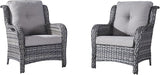 HUMMUH Patio Chair Wicker Patio Dining Chairs Set of 2 PE Rattan Deep Seating Outdoor Chairs with 4 inch Seat Cushions - Photo 1