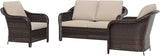 3 Piece Patio Wicker Conversation Set, All-Weather Use Outdoor Wicker Loveseat with 2 PE Rattan Chair, Ideal for Porch - Photo 1