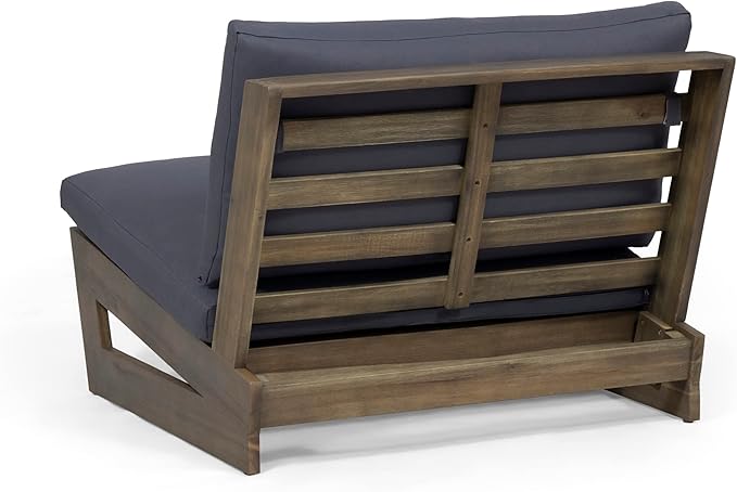 Sherwood Outdoor Club Chair with Cushions - Acacia Wood - Gray/Dark Gray - Photo 7