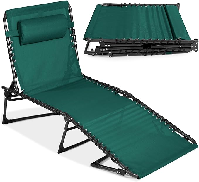Best Choice Products Patio Chaise Lounge Chair, Portable Outdoor Folding Recliner for Lawn, w/ 8 Positions, Handles - Photo 1