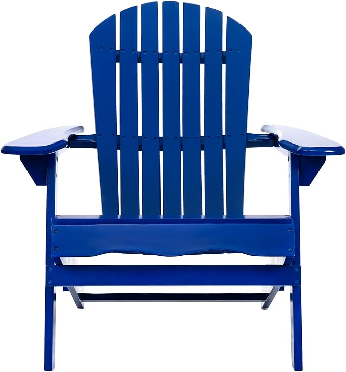 Adirondack Chair, Folding Adirondack Chairs, Acacia Wood Material, Fire Pit Chairs Features Slatted Seat and Back, Wide Armrests, for Deck Backyard Patio Outdoor Garden (Blue)