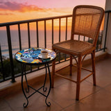 15 Inch Jellyfish Mosaic Side Tables (Set of 2) - Small Outdoor Round Folding Tables with Weather-Resistant Metal Frame - Photo 7