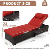 GarveeHome Patio Rattan Wicker Chaise Lounge Chair Set of 2, Wicker Chaise Lounge Outdoor for Pool Deck - Photo 2