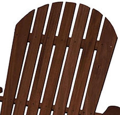 Benjara BM302157 34 Inch Outdoor Adirondack Chair, Dark Brown Wood, Wide Armrests