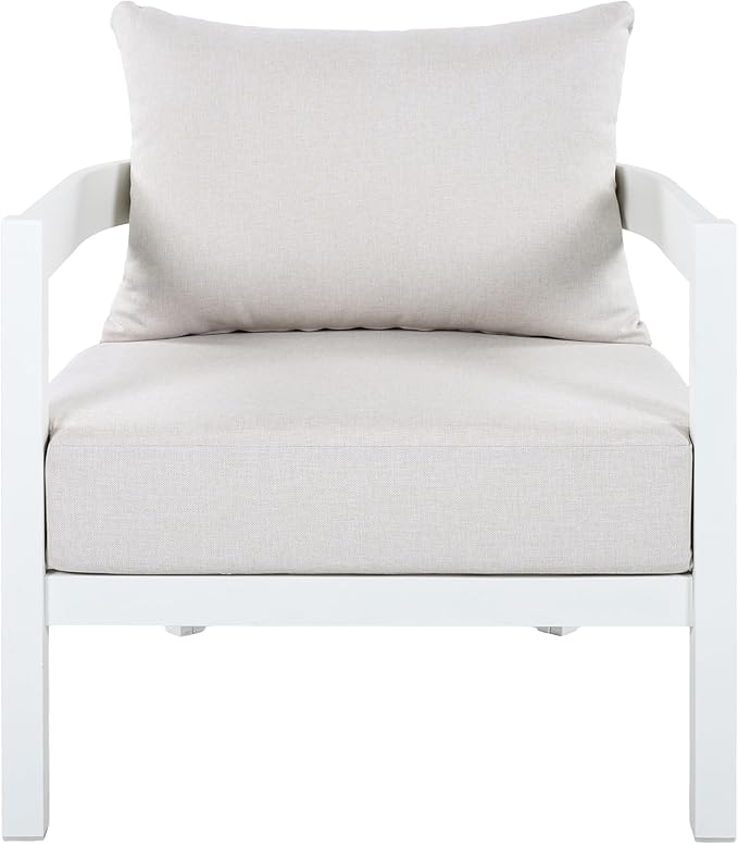 Merax 27.6" Outdoor Curved Patio Accent Chair with All-Weather Coushions, Aluminum Frame Single Lounge for Chair Porch - Photo 4