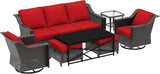 7 Pieces Outdoor Conversation Furniture Set - 77" Patio Sofa, 2 Swivel Rocker Chairs, 2 Ottomans, 1 Side Table - Photo 6