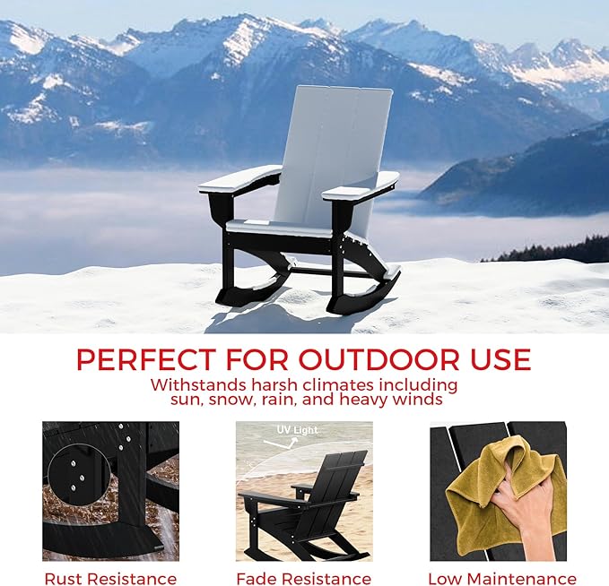 Costaelm Outdoor Adirondack Chair, All Weather Resistant Lawn Chairs Balcony Chair and Fire Pit Chairs - Photo 7