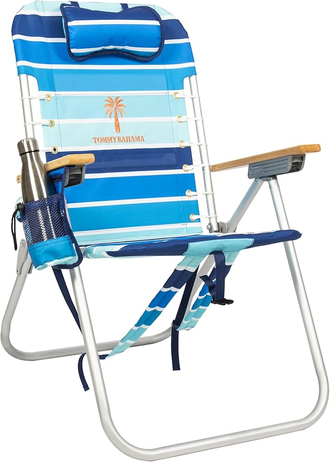 Tommy Bahama Hi-Boy 17" Seat Height 4-Position Lace-Up Suspension Folding Beach Backpack Chair - Photo 1