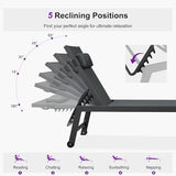 PURPLE LEAF Outdoor Oversized Lounge Chair Set of 3 Patio Chaise Pool Lounger Aluminum Frame with Side Table and Wheels - Photo 8