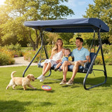3-Seat Outdoor Convertible Swing Glider with Adjustable Canopy, 2-in-1 Bench to Flat Bed, Removable Cushions - Photo 8