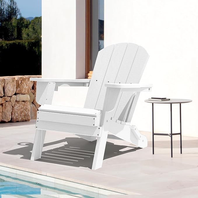 LOUNZY Folding Adirondack Chair Set of 6, HDPE All-Weather Folding Adirondack Chair with Cup Holders - Photo 2