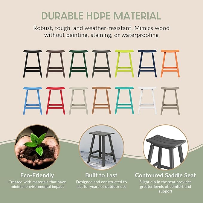 WestinTrends Malibu 24 Inch Outdoor Bar Stools, All Weather Resistant Poly Lumber Adirondack Counter Height Stools, Gray