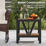 Tangkula Outdoor Side Table with 1.57” Umbrella Hole, 2-Tier Patio Metal End Table with Storage Shelf - Photo 7