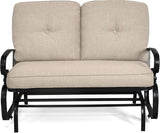 Giantex Outdoor Glider Bench, Patio Loveseat with Cushions, 440 Lbs Capacity, 2-Person Outdoor Rocking Chair - Photo 9
