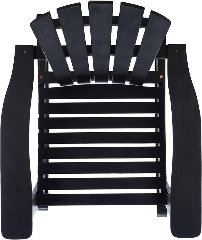 SAFAVIEH Outdoor Collection Brizio Black Slatted Adirondack Rocking Chair