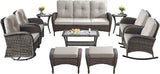 10-Piece Patio Furniture Set-Patio Rocking Chairs Set of 4 Outdoor Rattan Sofa Sets with Coffee Table Outdoor Patio - Photo 2