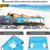 Goplus Tanning Chair with Face Hole, Foldable Adjustable Beach Chaise Lounger w/Arm Hole - Photo 3