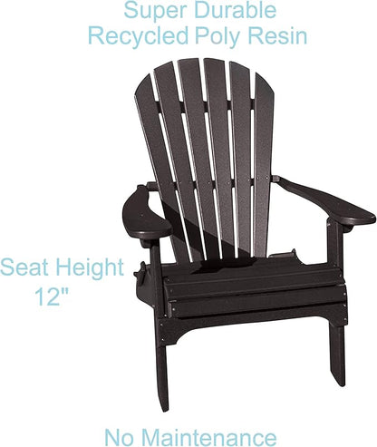 Phat Tommy Foldable Adirondack Chair - Poly Adirondack Chair Folding - HDPE, Heavy Duty, Recycled Plastic - All Weather Outdoor Furniture for Your Deck, Front Porch, or Patio, Brown