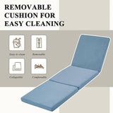 HOMREST Wood Chaise Lounge Recliner, 83x23in Patio Chaise Lounger Recliner with Slide-Out Side Table & Cup Holder - Photo 5