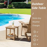 LUE BONA Adirondack Outdoor Side Table, 2-Tier Brown HDPS Patio End Table Weather Resistant, Morden Side Table for Patio - Photo 3
