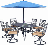 SUNCROWN 7 Pieces Outdoor Dining Set Metal Swivel Cushioned Chairs Patio Furniture Sets with Steel Slat Bistro Table - Photo 1