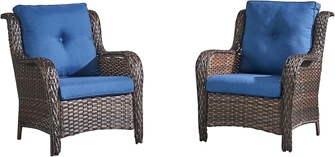 HUMMUH 4 Piece Patio Conversation Furniture Set PE Wicker Rattan Outdoor Loveseat Sofa,Patio Chairs,Coffee Table for Garden,Poolside,Backyard,Deck