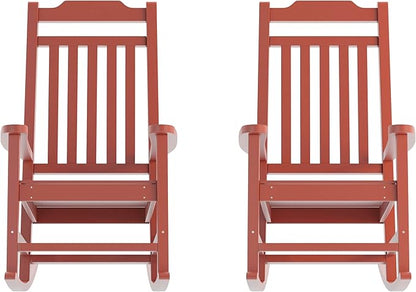 Flash Furniture Set of 2 Winston All-Weather Rocking Chair in Red Faux Wood