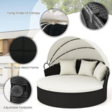 HAPPYGRILL Patio Round Daybed, Wicker Daybed with Retractable Canopy - Photo 8