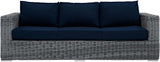 Modway EEI-1874-GRY-NAV Summon Wicker Rattan Outdoor Patio Sofa with Sunbrella Fabric Cushions, Canvas Navy - Photo 7
