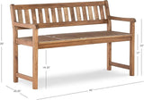 Linon Acorn Chandler Finished Acacia Wood Outdoor Bench - Photo 3